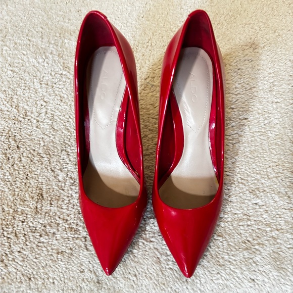 Aldo Patent Leather Red Stiletto Pump SZ 6 - Picture 1 of 7